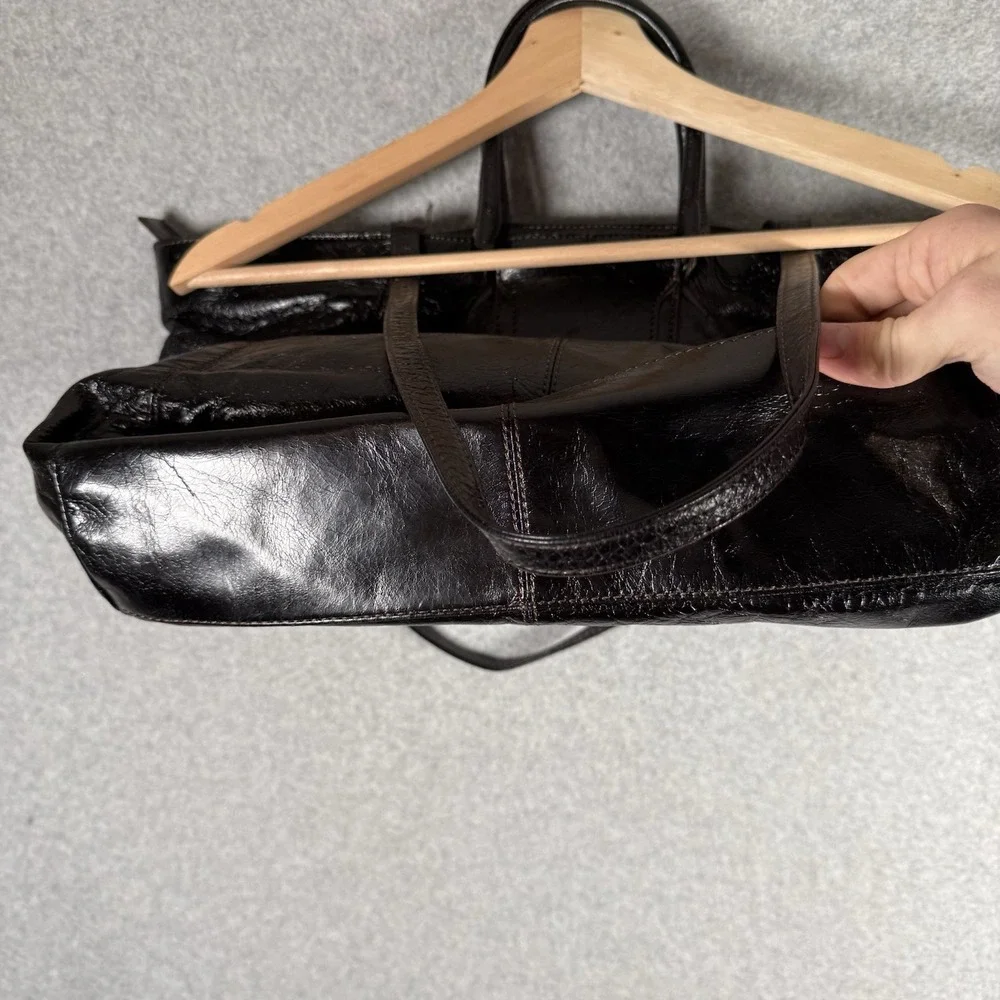 Hobo Sheila‎ Black Leather tote Bag Satchel East west Shoulder Strap purse